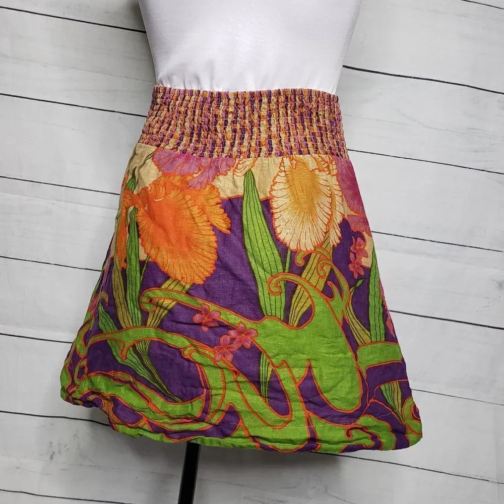 Free People floral abstract skirt XS linen - Picture 3 of 5